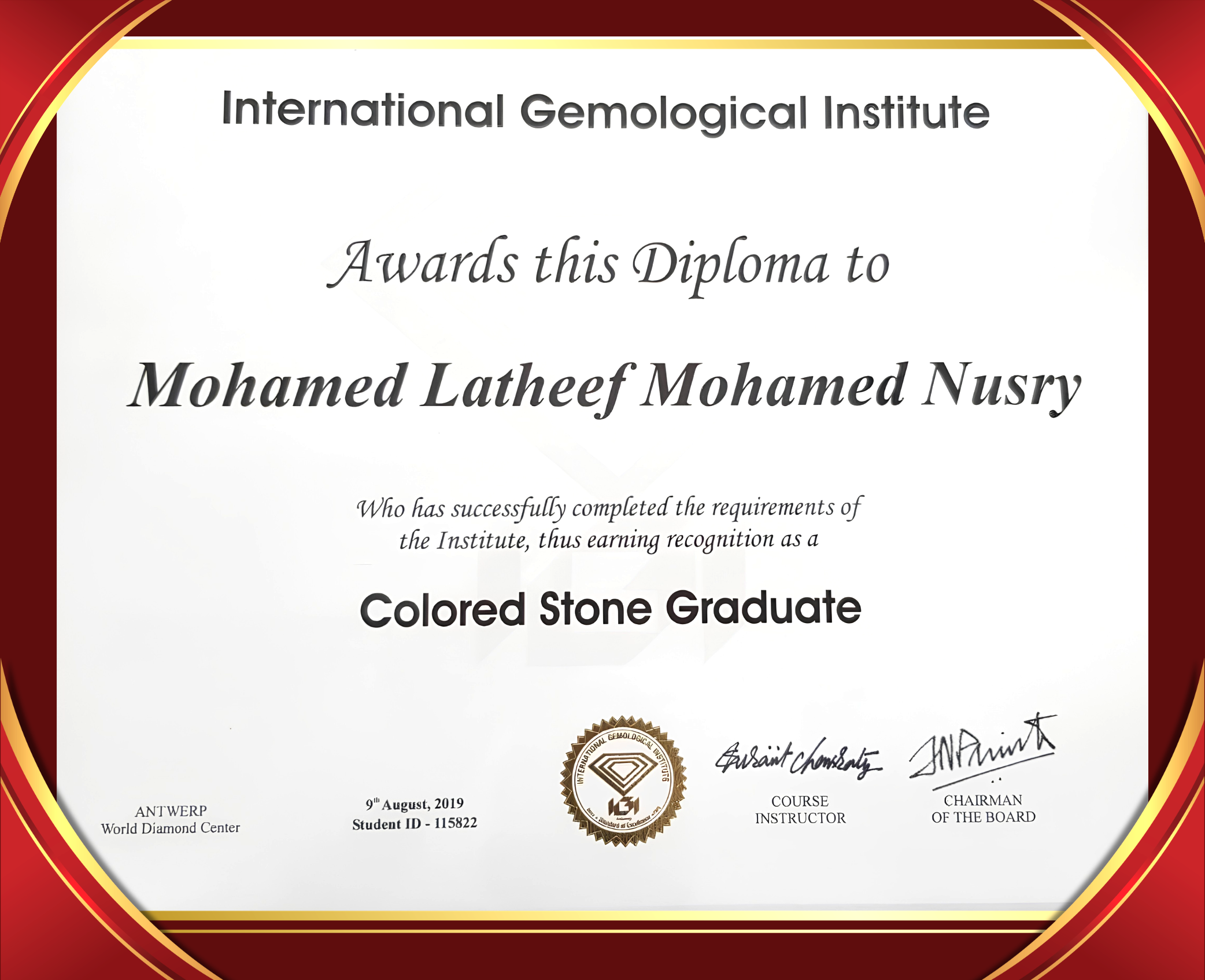 Graduate Gemologist Certificate 1