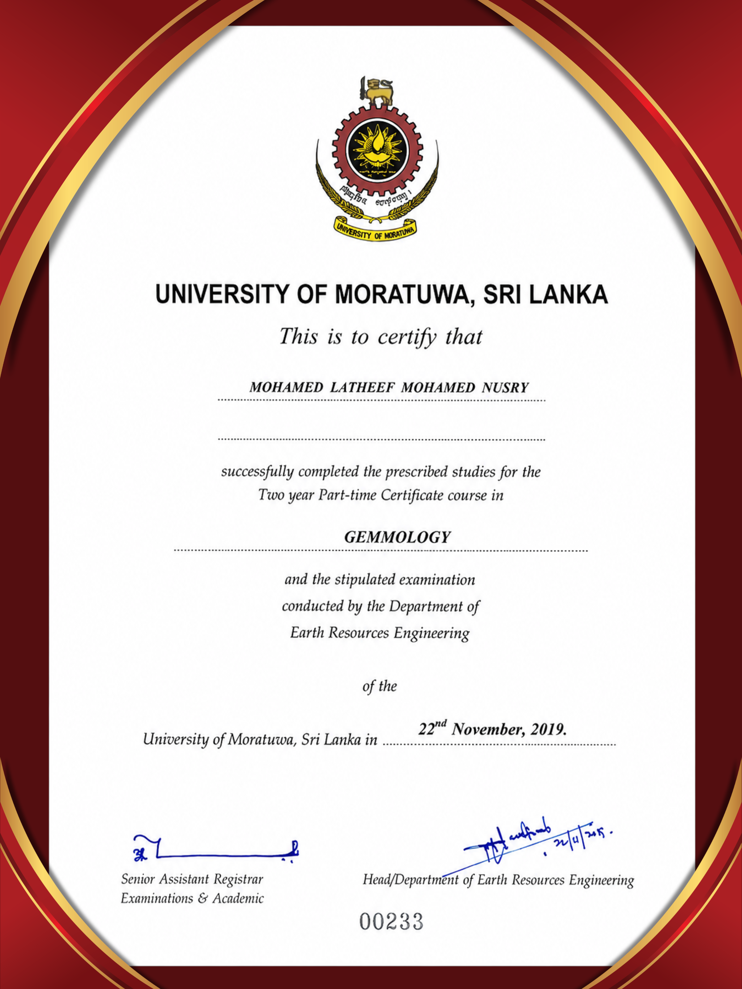 Graduate Gemologist Certificate 4